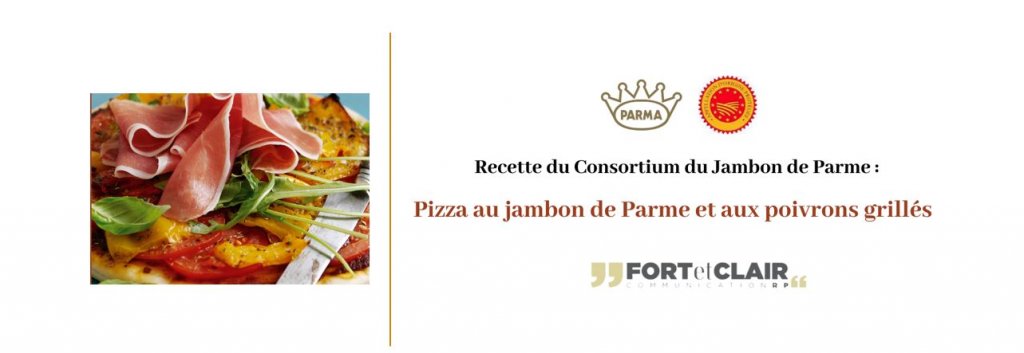 Pizza au jambon de Parme et aux poivrons grillés - #Recette du Consortium du Jambon de Parme  @prosciuttoparma @FortetClairRP