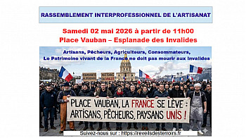 Acteurs Locaux de ''Réveils des Terroirs'' - Teasing n° 1 : J - 8  RASSEMBLEMENT INTERPROFESSIONNEL DE L'ARTISANAT le 2 mai à Paris Invalides