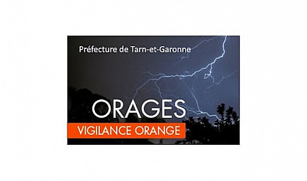 Tarn-et-Garonne - Vigilance orange à enjeu sécuritaire pour un phénomène orageux entre ce soir 18h00-01h..