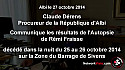 Autopsie de Remi Fraisse mort à Sivens, le Procureur de la République a dévoilé les résultats le 27 octobre  @Networkvisio