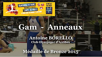 GAM Anneaux :Antoine BORELLO au Championnat National Séniors de Ponts de Cé  @ffgymnastique #TvLocale_fr #coupenat2015