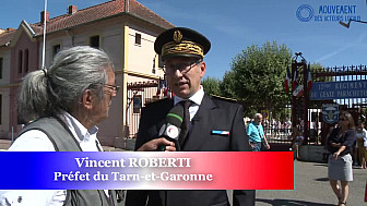 Tv Locale Montauban - interview de Vincent ROBERTI Préfet du Tarn-et-Garonne après la cérémonie et le défilé du 14 juillet 2023 à Montauban