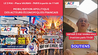 Acteurs Locaux de France - Message de David FEVRE président du Collectif des Artisans et Commerçants de France au sujet du 2 mai à Paris
