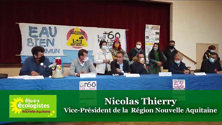 'BASSINES NON MERCI' Nicolas Thierry vice-président de la Région Nouvelle Aquitaine s'oppose à ce projet de retenues de substitution. @EELV @nthierry @NvelleAquitaine @BenoitBiteau 